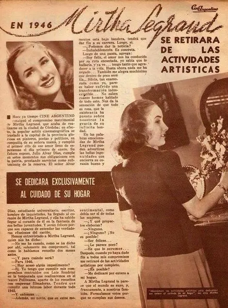 En 1946 Mirtha Legrand anunciaba su retiro