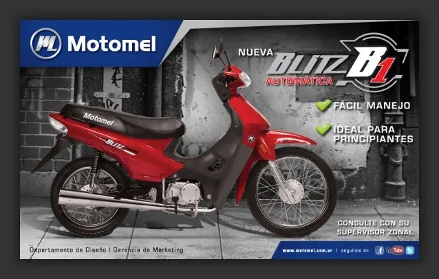La clásica Motomel Blitz 110, conocida como la B1
