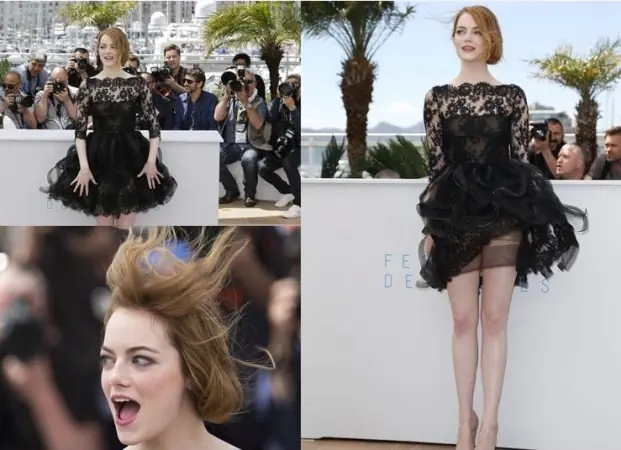 El viento le juega una "mala pasada" a Emma Stone