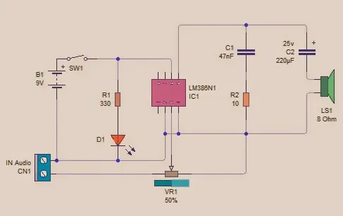 Amplificador de bajo costo con LM386N