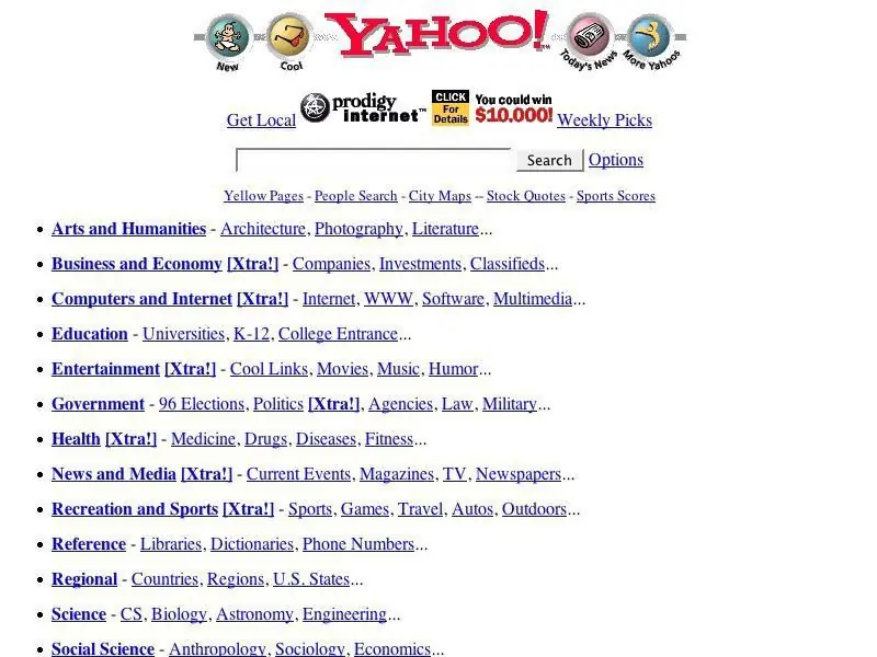 Así se veían las páginas de Internet hace 20 años Así se veían las páginas de Internet hace 20 años