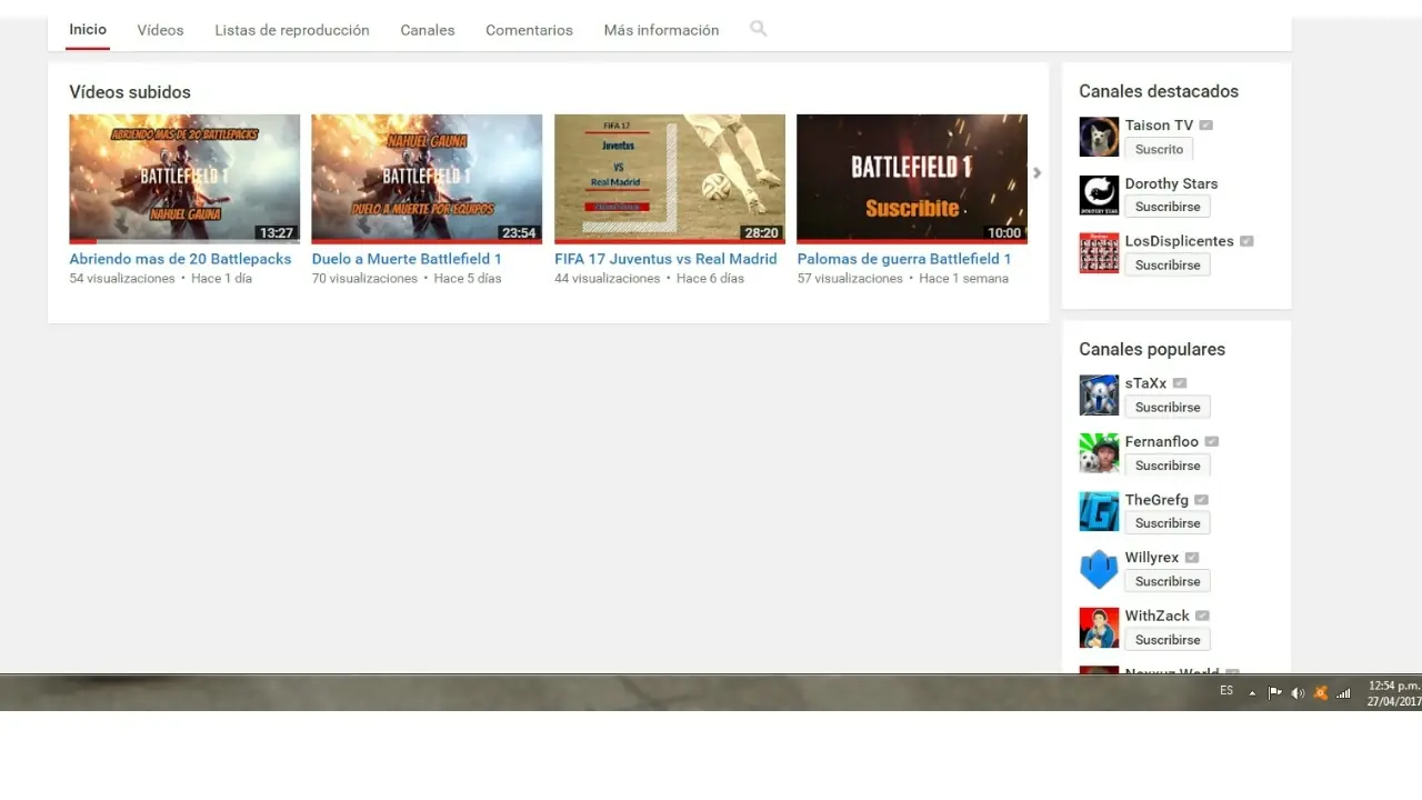 Mi Canal de Youtube