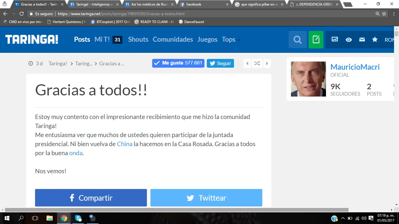 Macri infringiste el protocolo y nadie suspendió tu post.