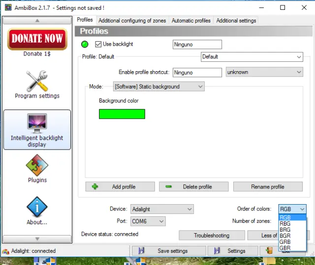 Como detectar la combinación de colores de una tira de leds