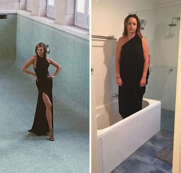 Entra y diviertete con esta mujer que recrea fotos.