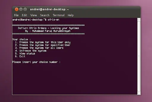 Programa como Deep Freeze para Linux: Ofriz