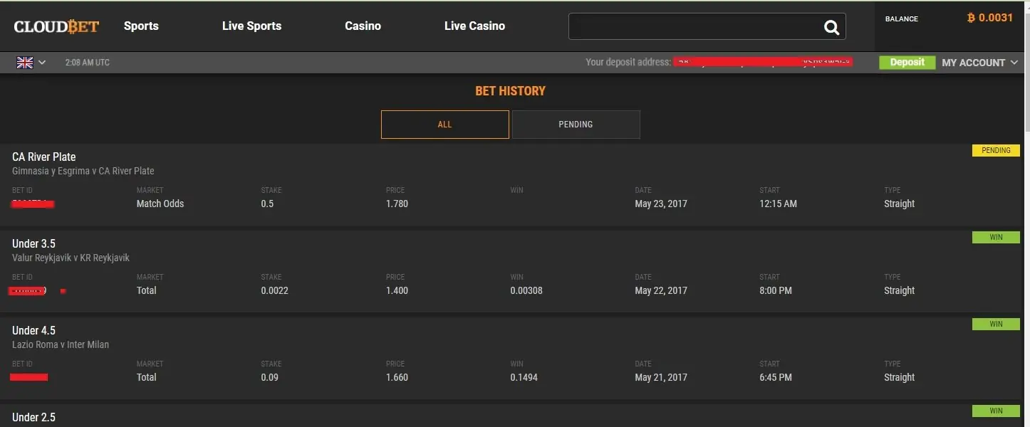 Aposte US$1122 a River. Mira lo que pago.