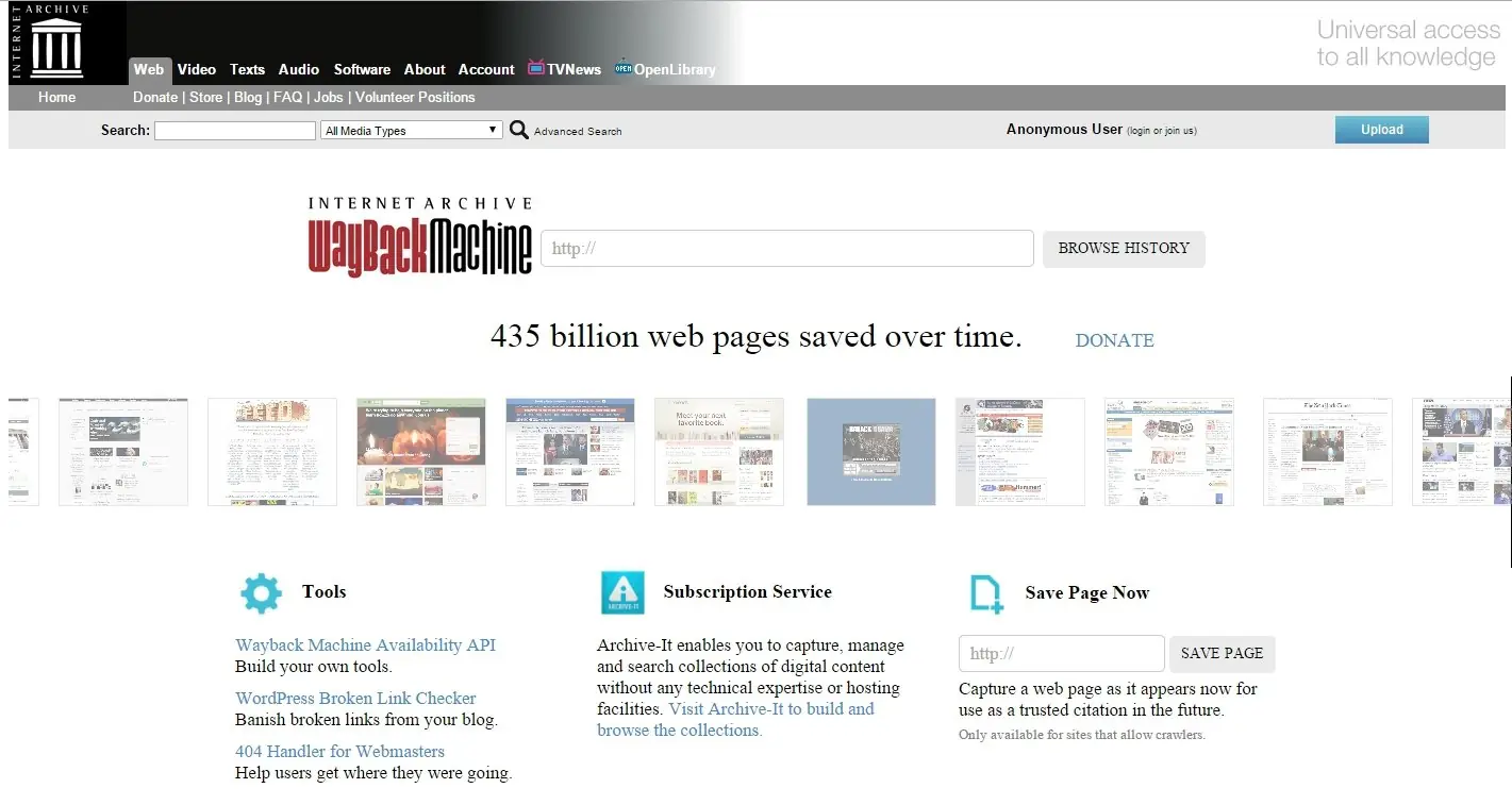 Fantastico truco para ver paginas web como eran antes