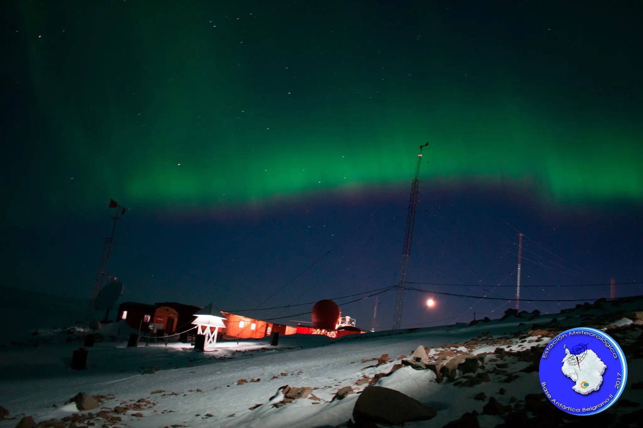 Auroras Australes en la Base Antártica Belgrano II