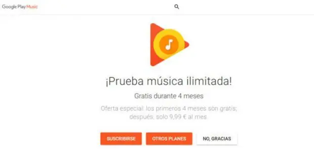 Gratis Google Play Music por 4 meses