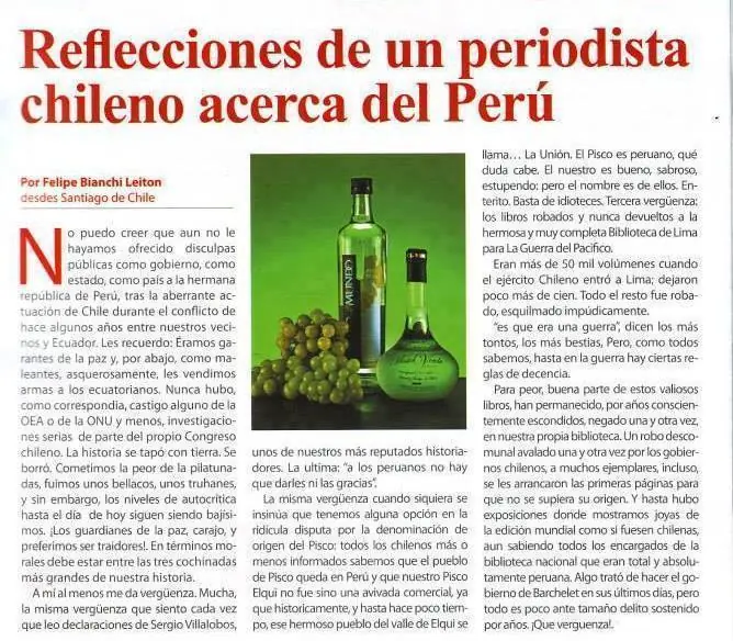 periodista chileno reflexiona sobrePerú