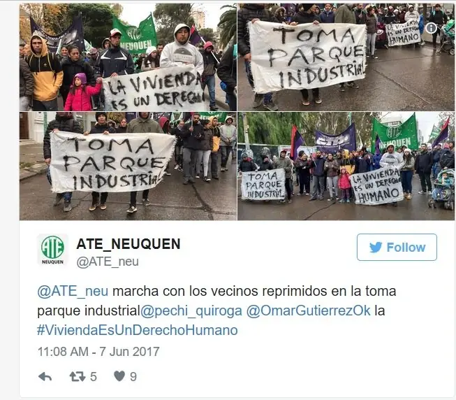 Represión y paro en Neuquén