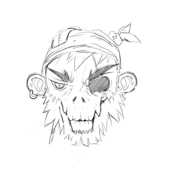 Un mono pirata - Ilustración vectorial Un mono pirata - Ilustración vectorial