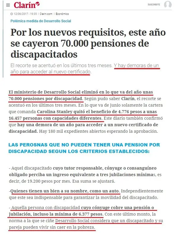 Macristas bancan el recorte de pensiones a discapacitados