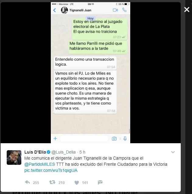 Dejaron afuera a luis D´lia y lo leyó desde Iphone Humilde