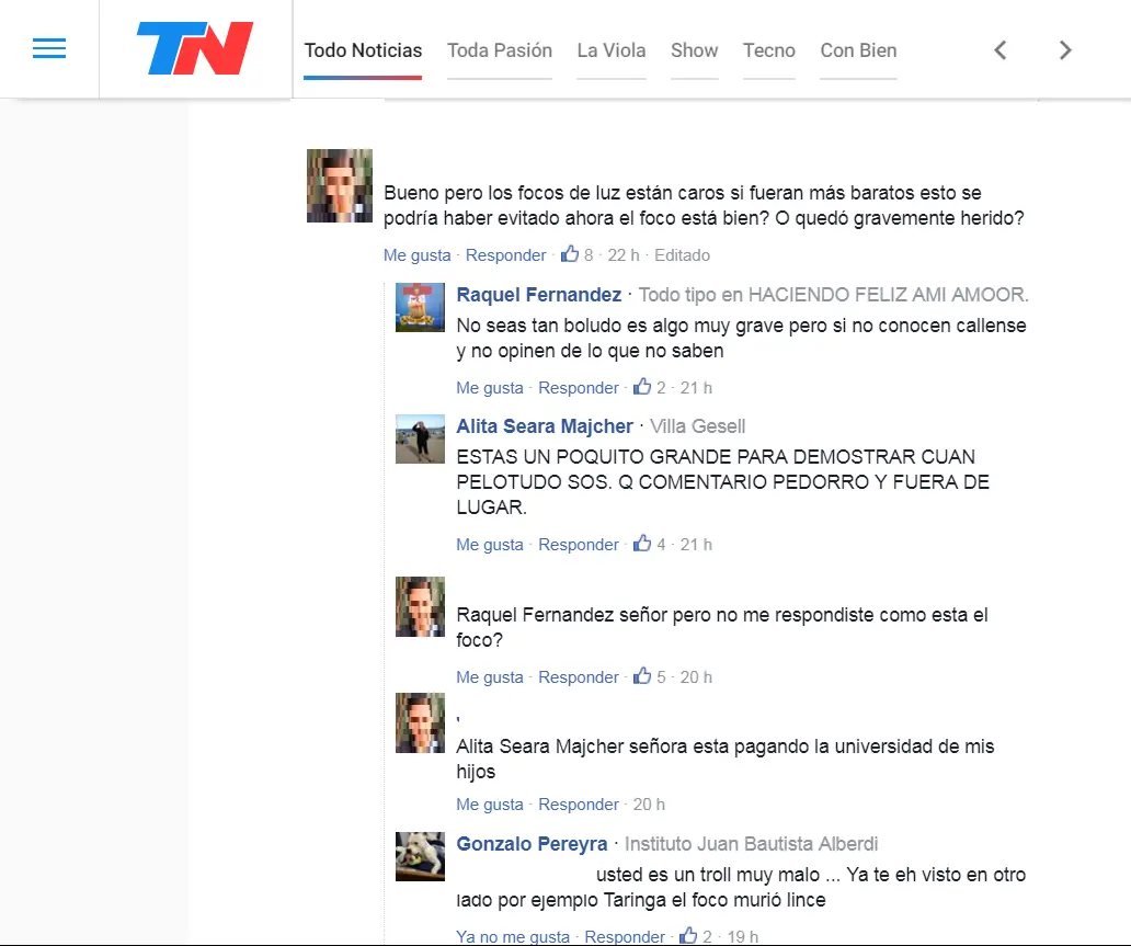 Humo negro en comentarios de pagina de TN parte 2 pasate!