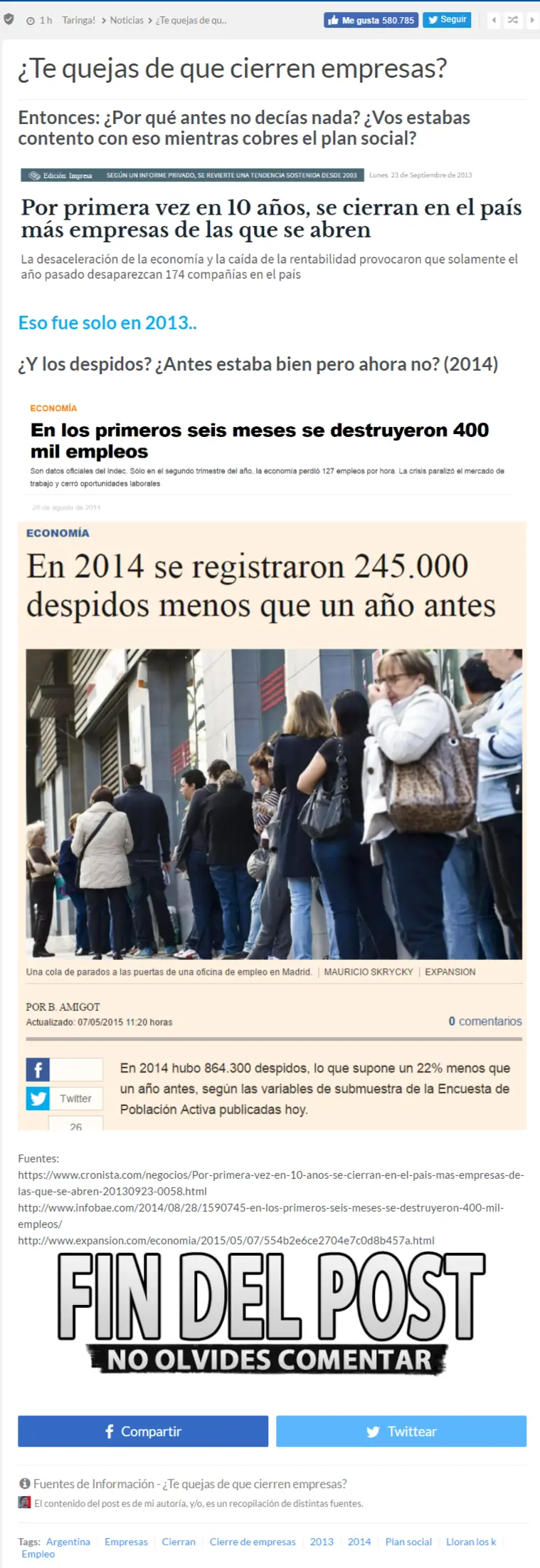 Desmintiendo ¿Te quejás de que cierren empresas?
