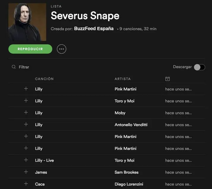 Si los personajes de Harry Potter tuvieran Spotify