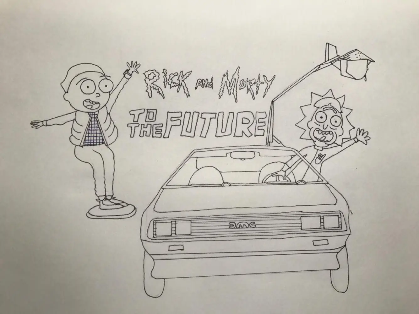 ¡Dibujé a Rick Y Morty versión Volver Al Futuro!
