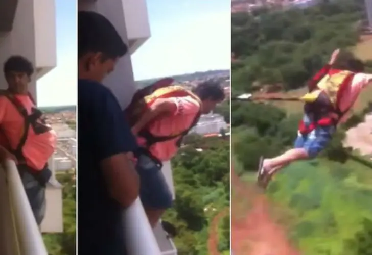 Compró un paracaídas por internet y saltó desde su balcón