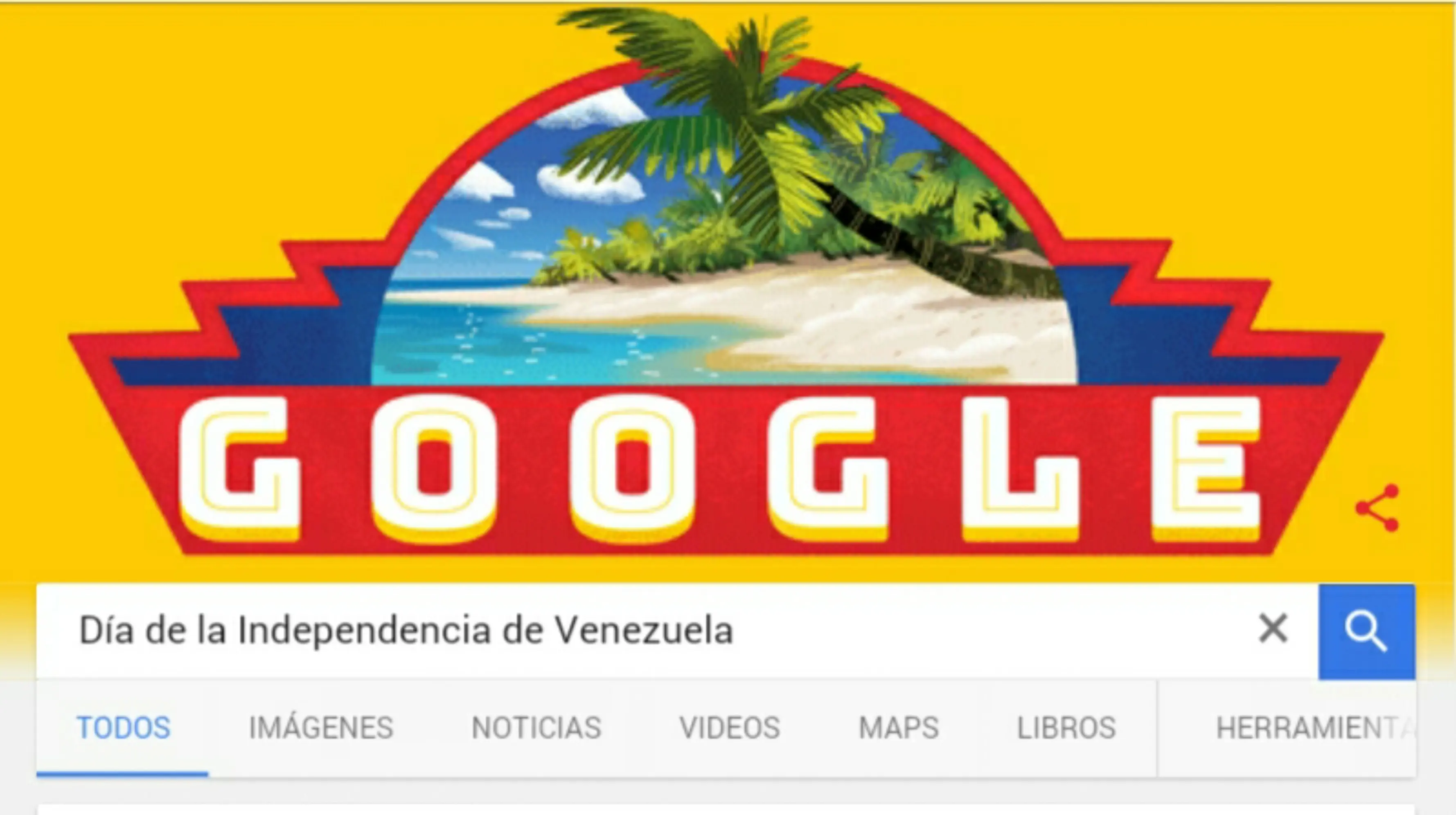 Google dedica su doodle a Venezuela por el 5 de julio