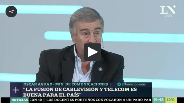 Aguad te explica fusión de Telecom y Cablevisión.No vas a Pe