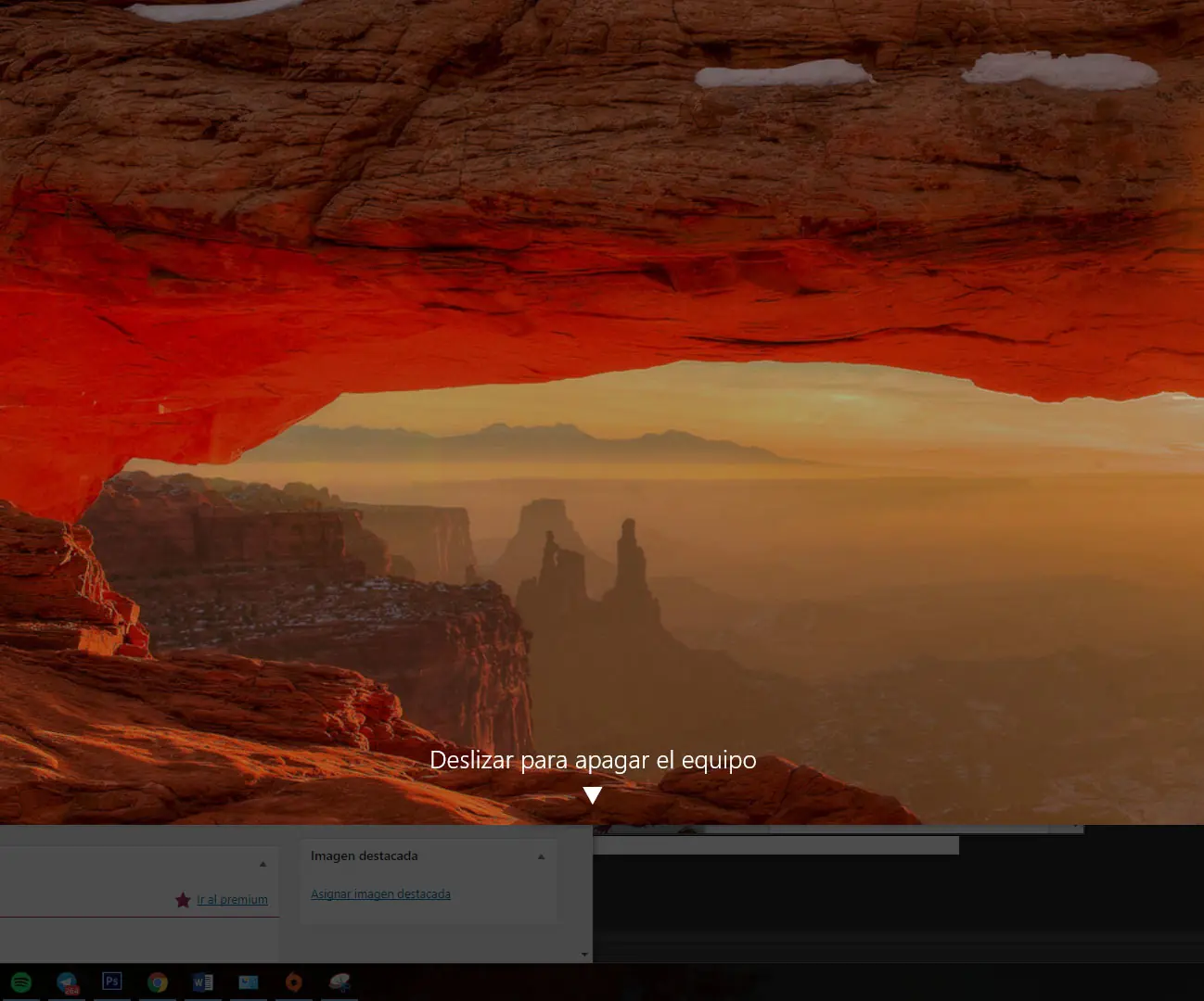 deslizar pantalla para apagar windows