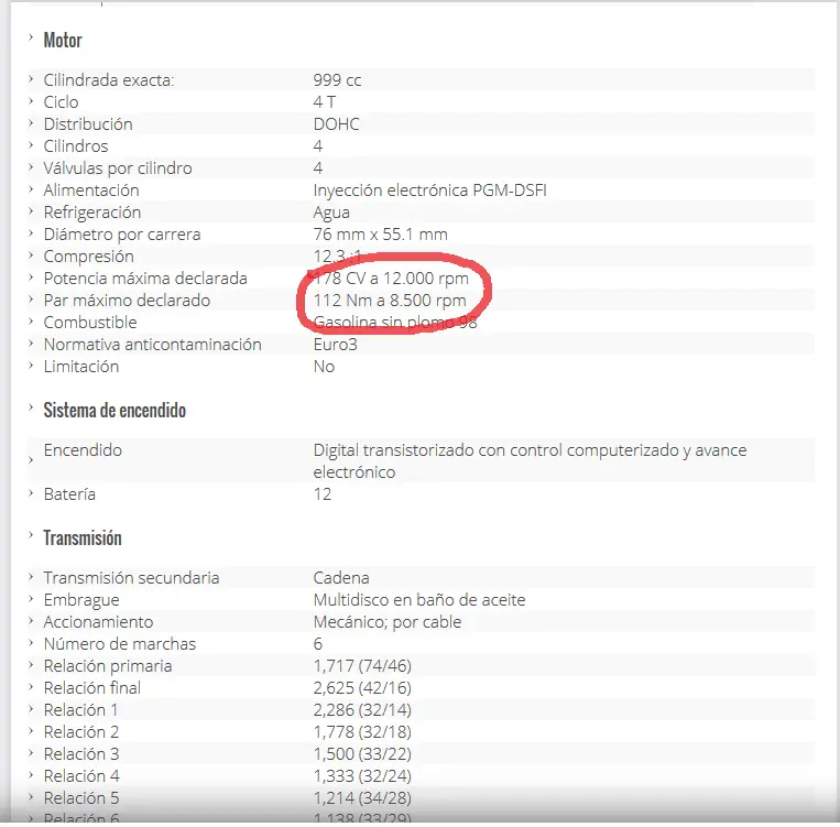 Aprendé a leer fichas tecnicas de motos