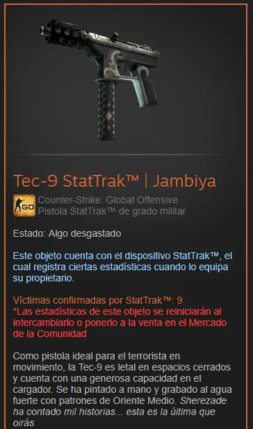 Te muestro mi Tec-9 StatTrak. Jambiya csgo