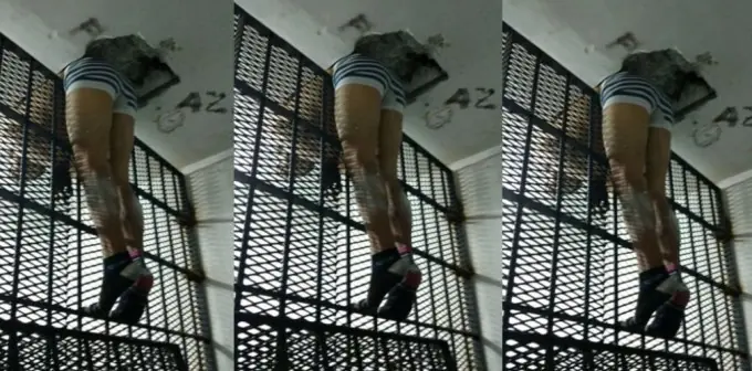 Preso quiso fugar, acabó trabado entre rejas y filmado