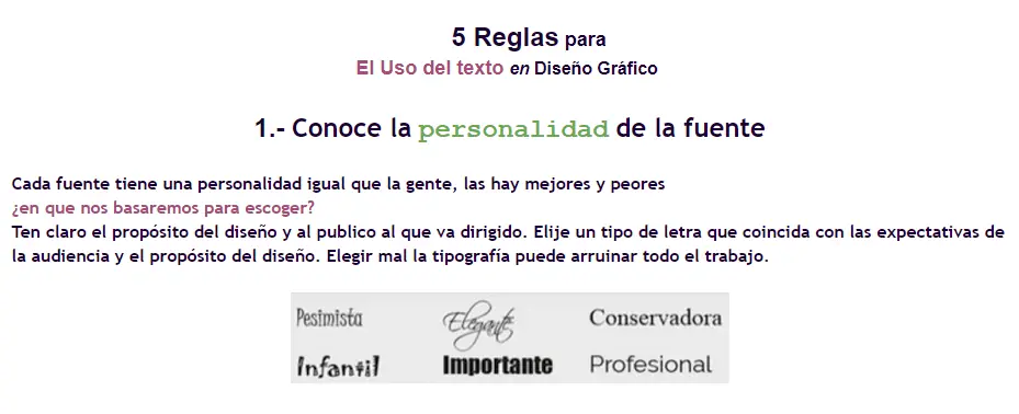 5 Reglas para el uso del texto en el Diseño