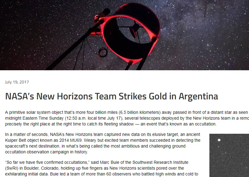 Cooperacion: NASA - CONAE Festejan la observacion del MU69