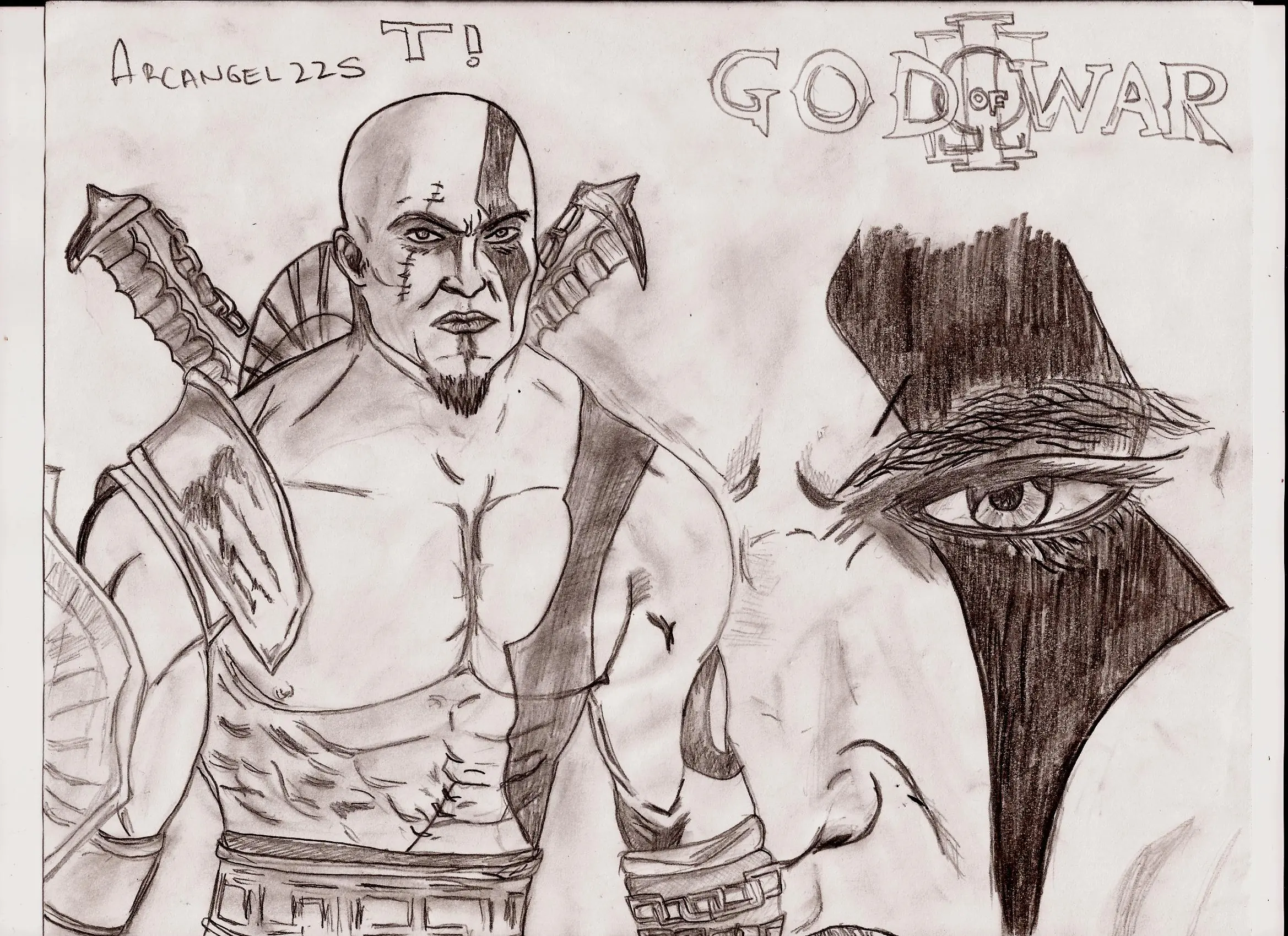 dibujo de kratos god of war a lapiz