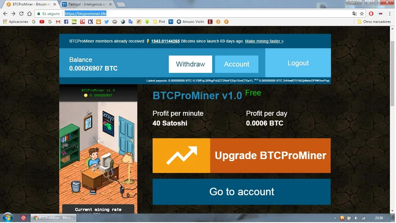 Empece a minar en BTCProMiner y te lo muestro