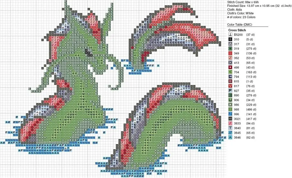 Dragones en punto de cruz y punto de red