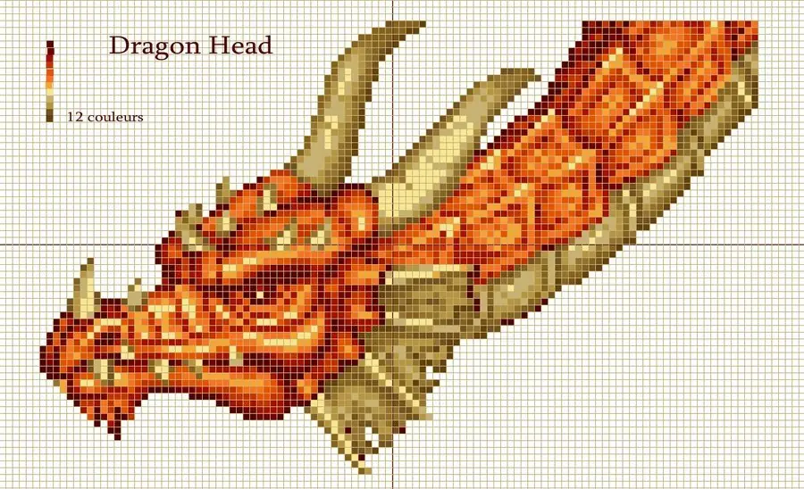 Dragones en punto de cruz y punto de red
