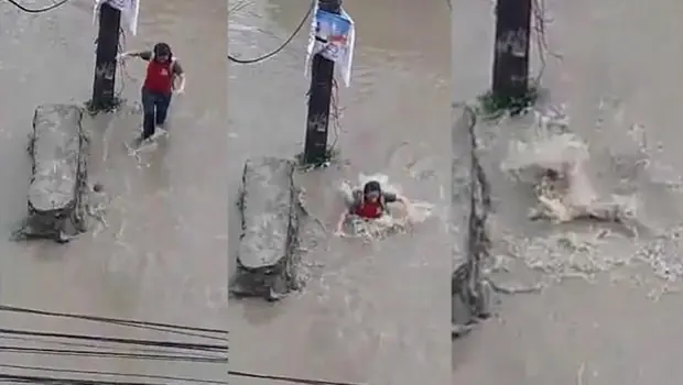 Adolescente tragada por alcantarilla aparece flotando a 20 m