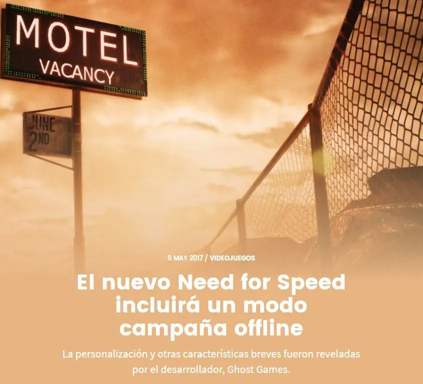 Need for Speed Payback se podrá jugar sin conexión offline