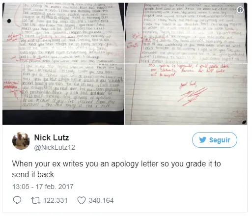 Su novia infiel le mando una carta de disculpas: la califica