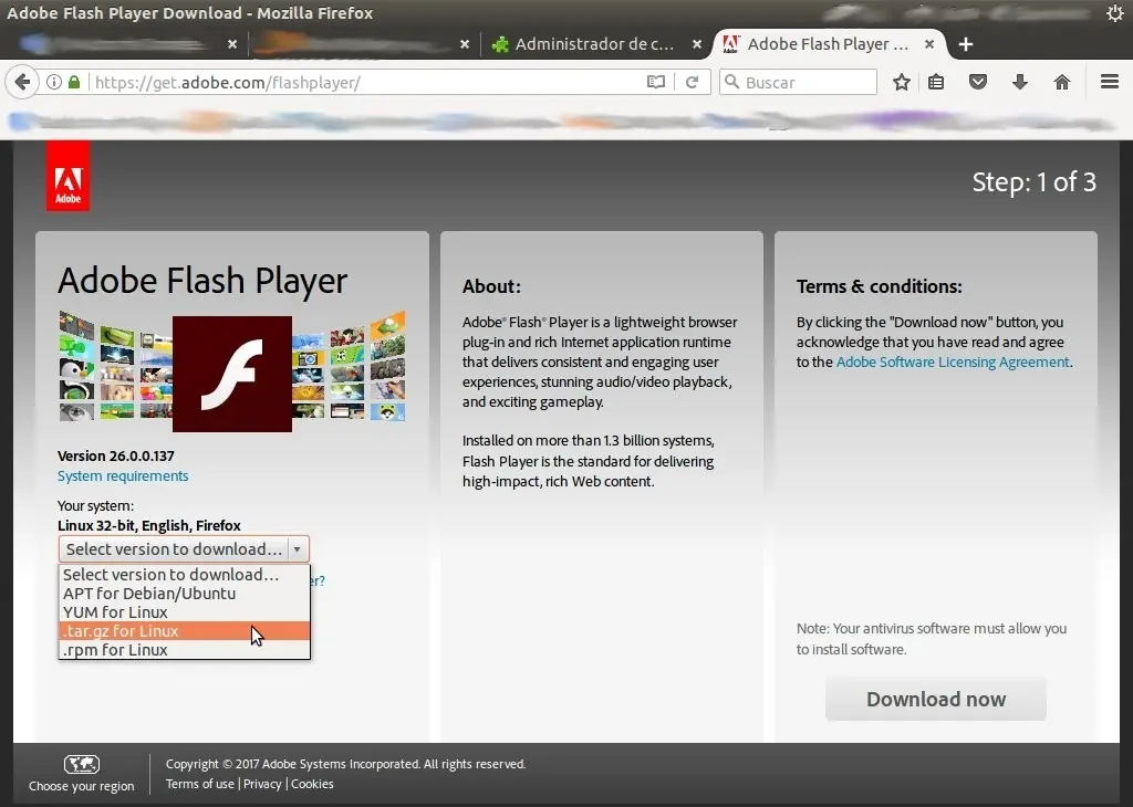 Actualizar Flash Player para Firefox en Ubuntu
