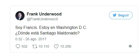 Mensaje de Frank Underwood sobre Maldonado ¿Donde esta?
