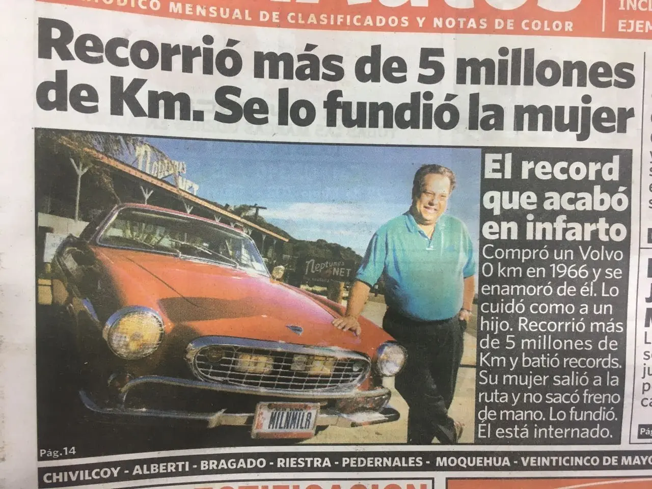 Recorrio 5 millones de Km con su auto.Se lo fundió su mujer