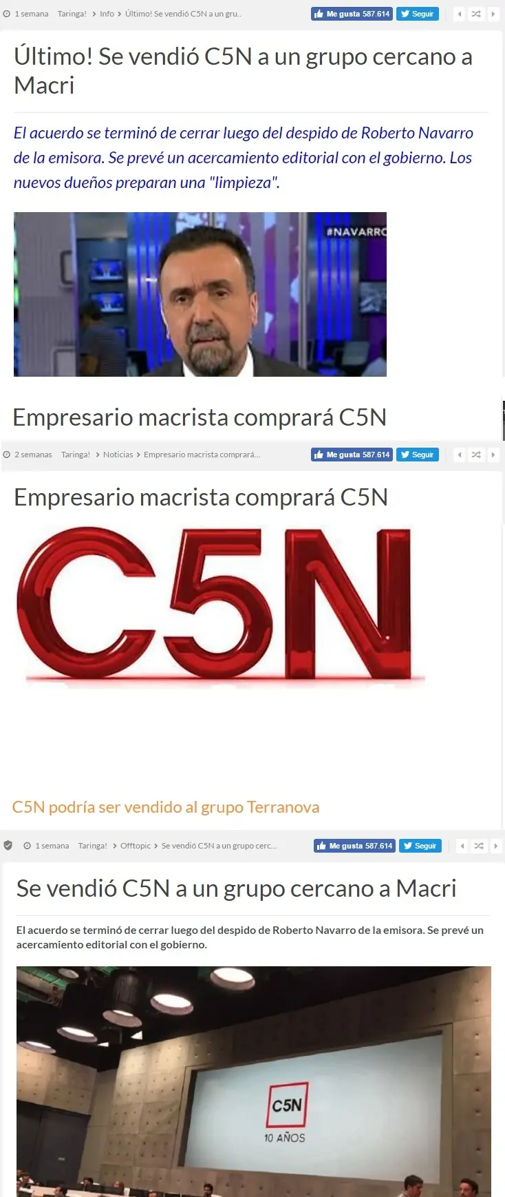 Se cayo otra opereta K: C5N no se vende