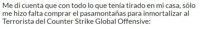 Me vestí como el terror del Conter Strike Go y te muestro
