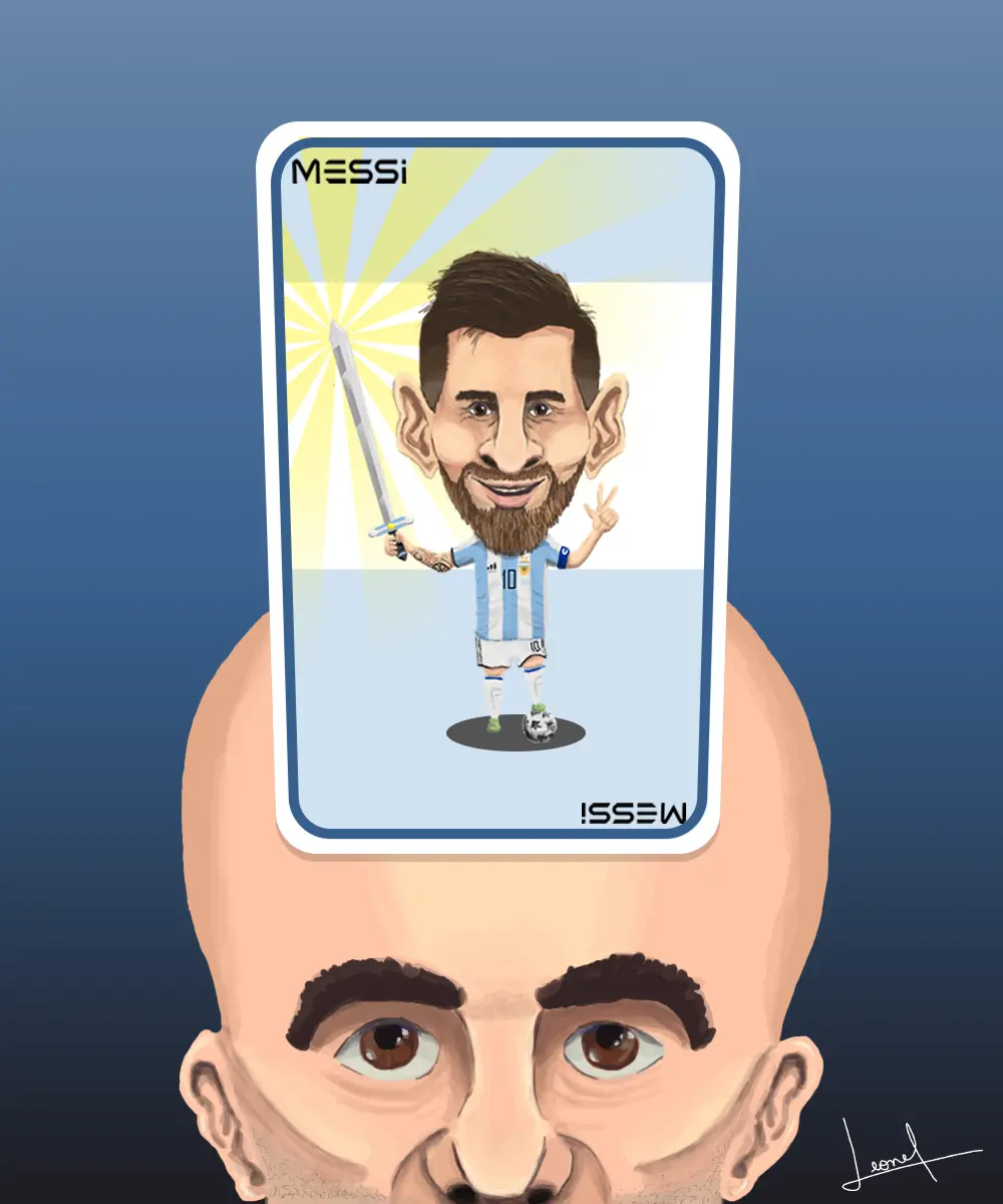 Caricatura Messi y Sampaoli
