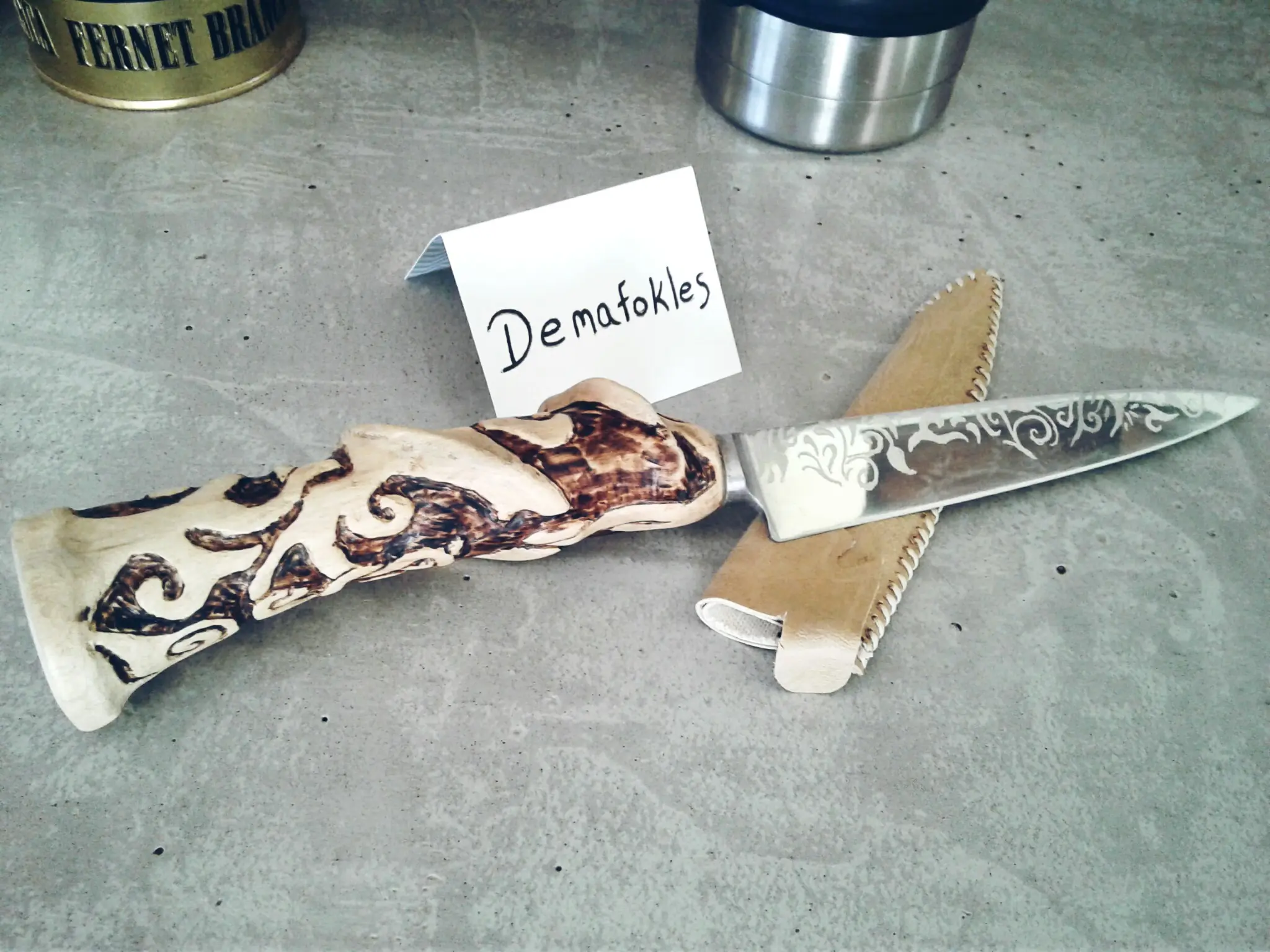 Cabo artesanal de cuchillo argento