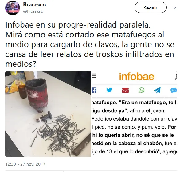 Troll macristas y su "posverdad". Falsa "bomba casera"