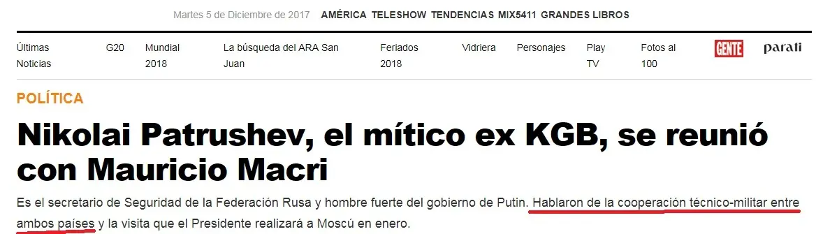 Macri con ex KGB. Armas rusas para Argentina?