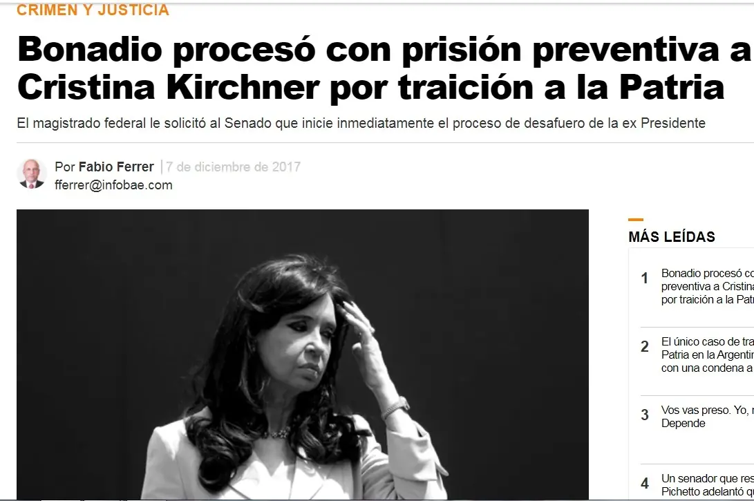 Cristina ira presa descorche y festejos aca