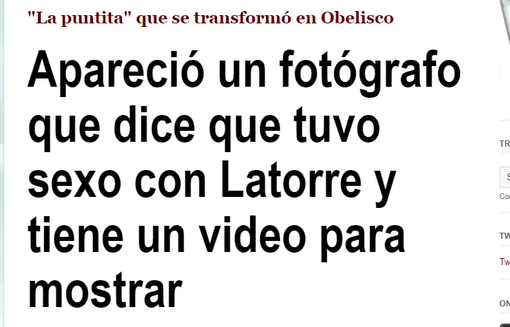 Apareció un fotógrafo que dice que tuvo sexo con Latorre